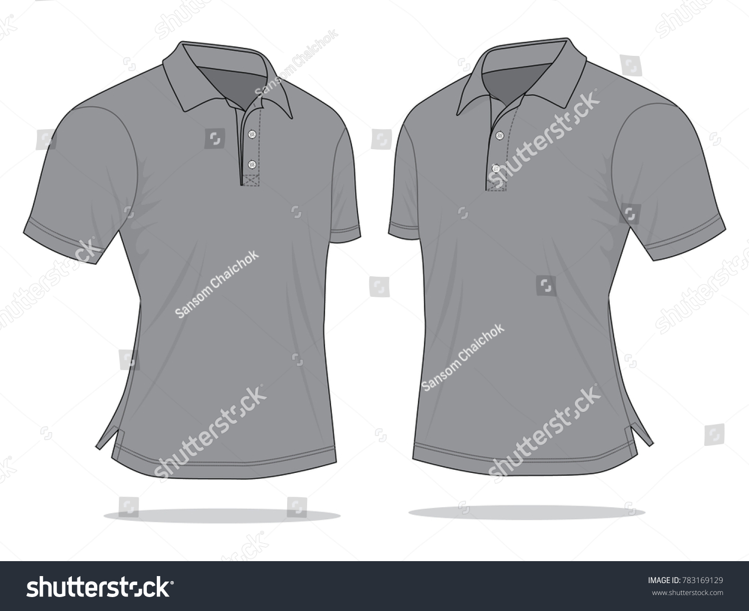 Perspective Grey Polo Shirt Vector Template Stock Vector (Royalty Free ...