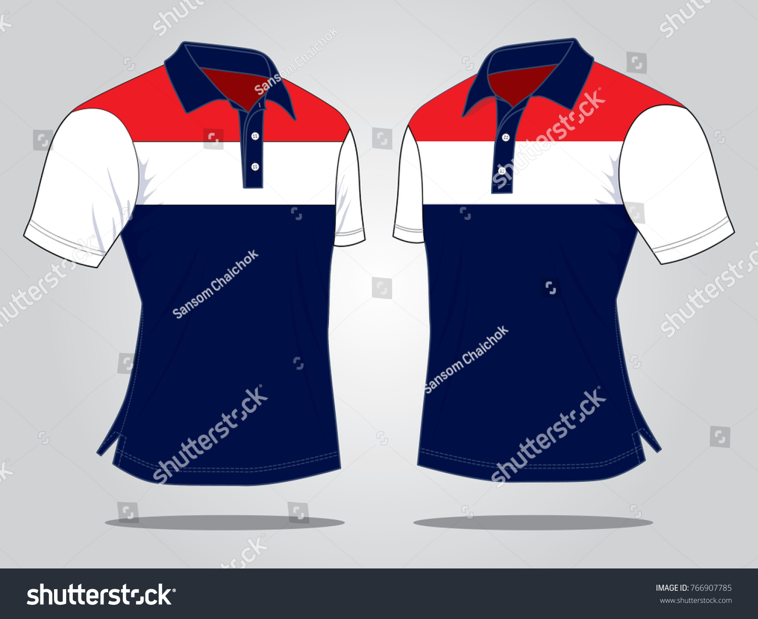 Perspective Polo Shirt Design Navywhitered Colors Stock Vector (Royalty ...