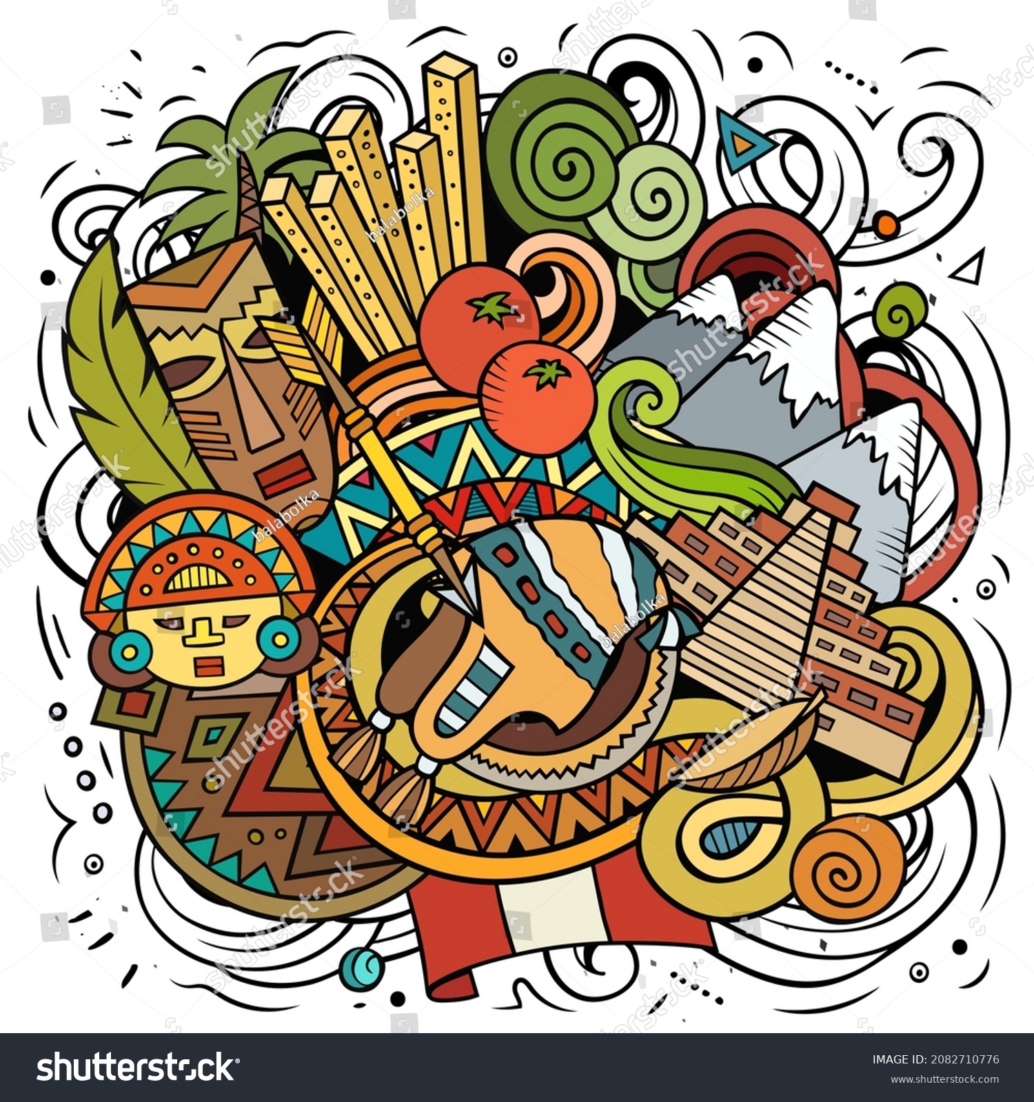 Peru Cartoon Vector Doodle Illustration Colorful Stock Vector (Royalty ...