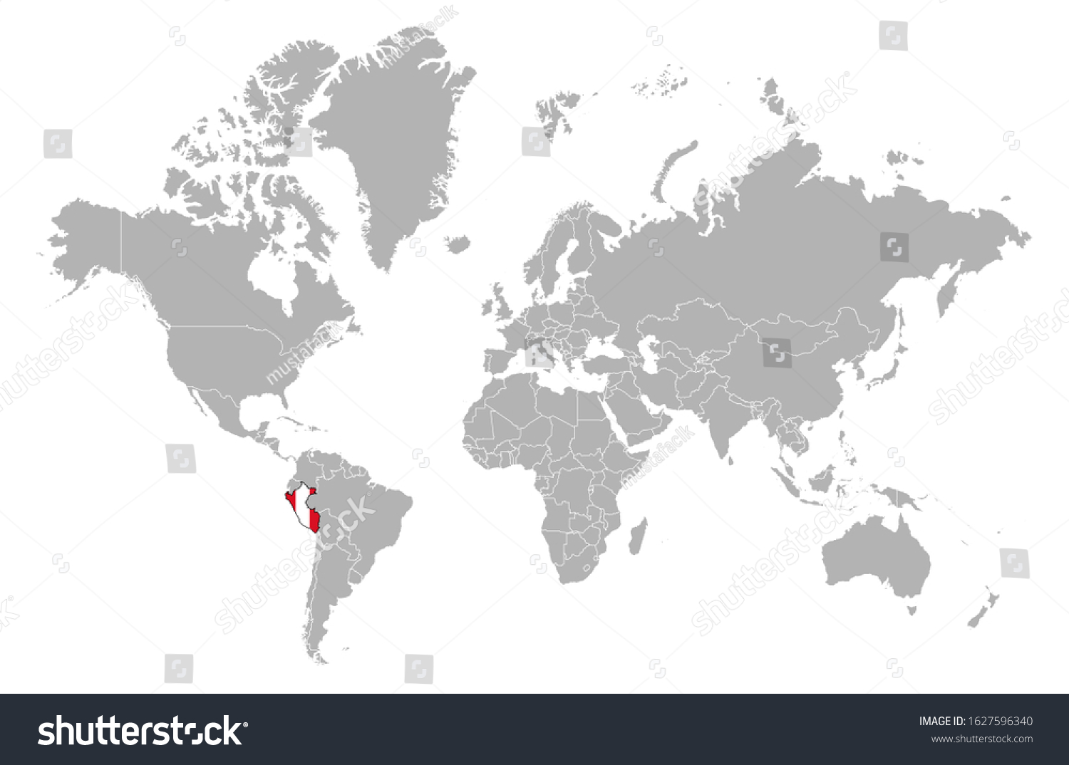 Peru On The World Map The Ozarks Map   Stock Vector Peru On Detailed World Map With Overlay Peru Flag The Location Of The Country Of Peru On The 1627596340 