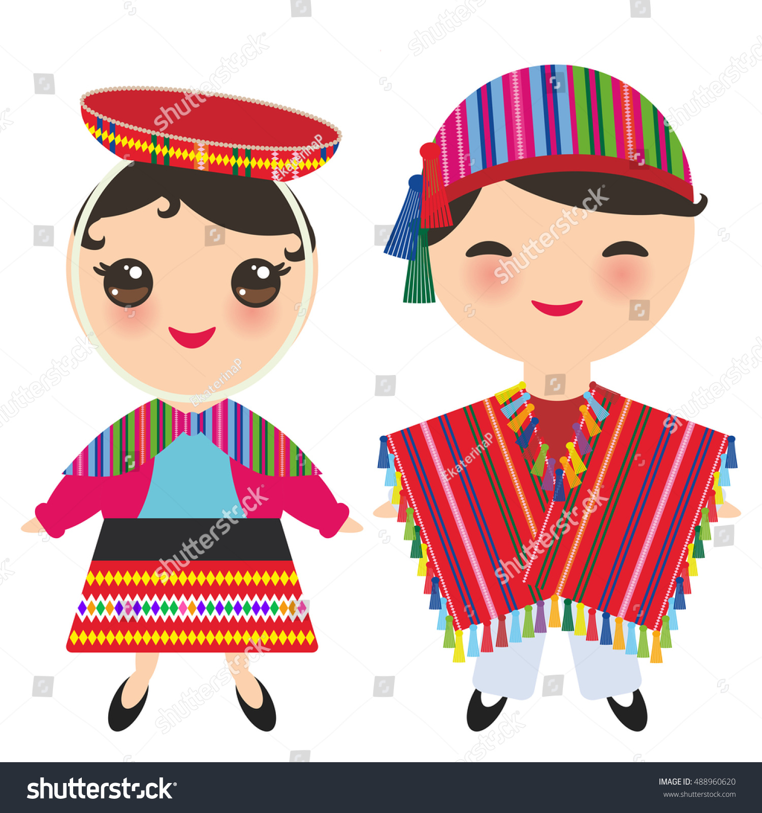 Peruvian Boy Girl National Costume Hat Stock Vector (royalty Free 