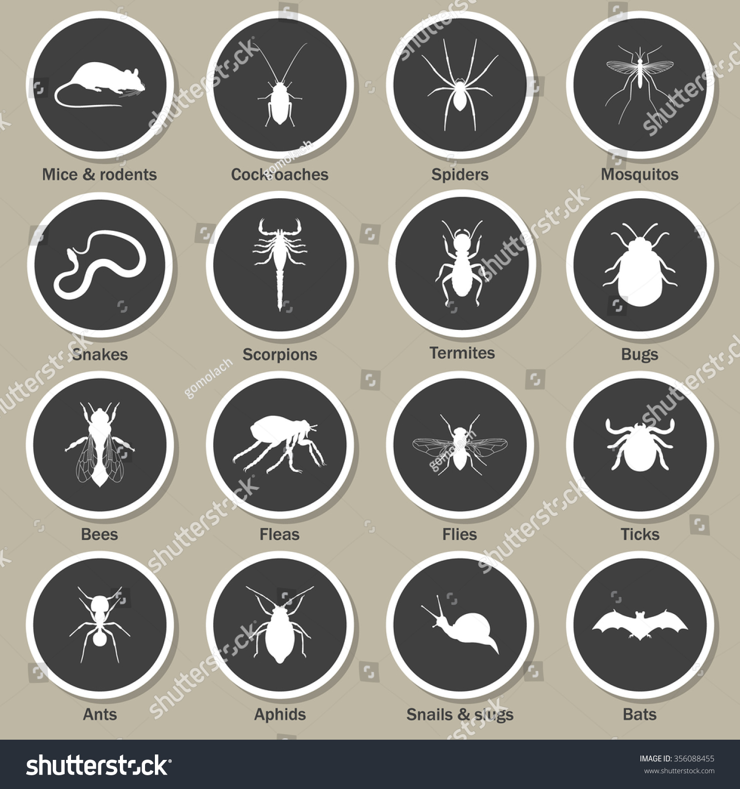 Pest Insect Control Icons Set Vector Stock Vektor ...