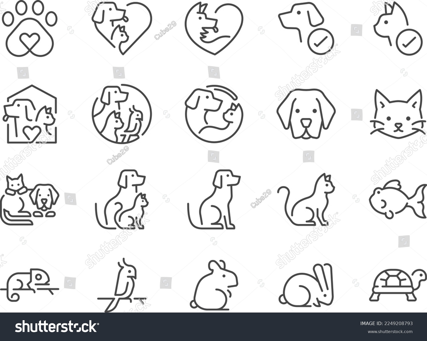 SVG of Pet friendly icon set. Included the icons as dog, cat, animals, bird, fish, and more. svg