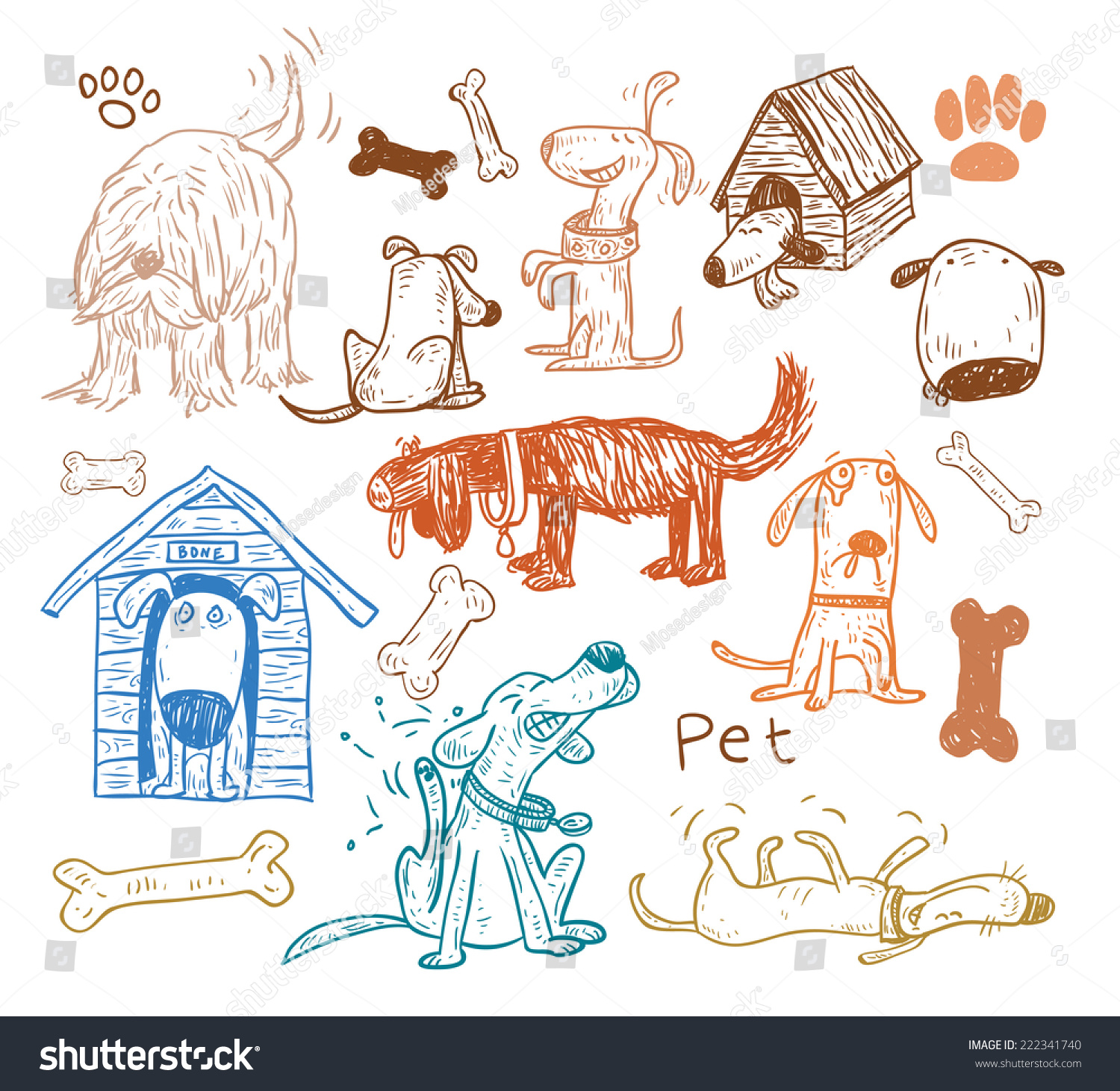 Pet Icons Doodle Set Vector Illustration Stock Vector (Royalty Free ...