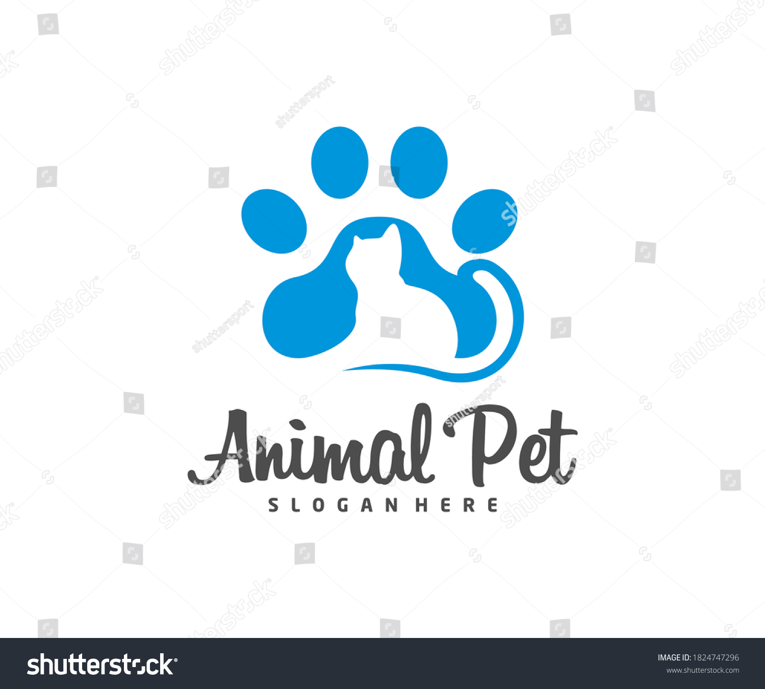 Pet Logo Dog Cat Design Vector Stock Vector (Royalty Free) 1824747296 ...