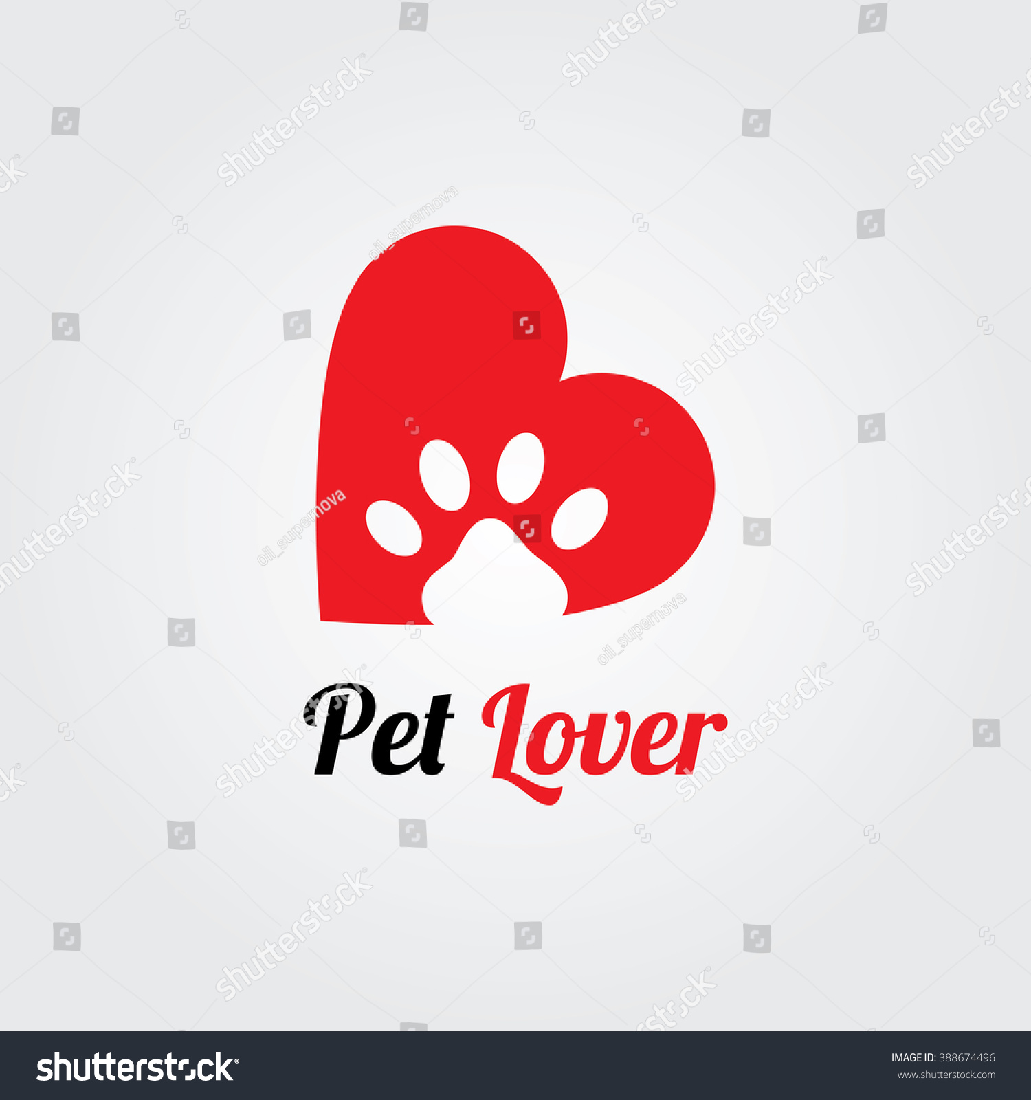 Pet Lover Logo Stock Vector Royalty Free 388674496
