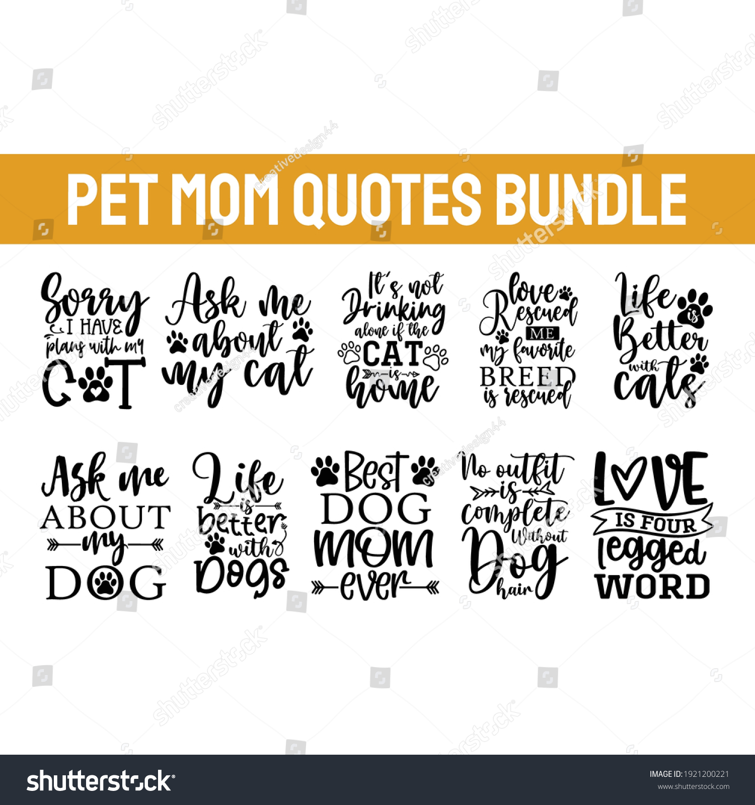 SVG of Pet Mom Bundle of 10 svg eps Files for Cutting Machines Cameo Cricut, Dog Mom, Funny Fur Mom, Cat Lover, Rescue Mama svg