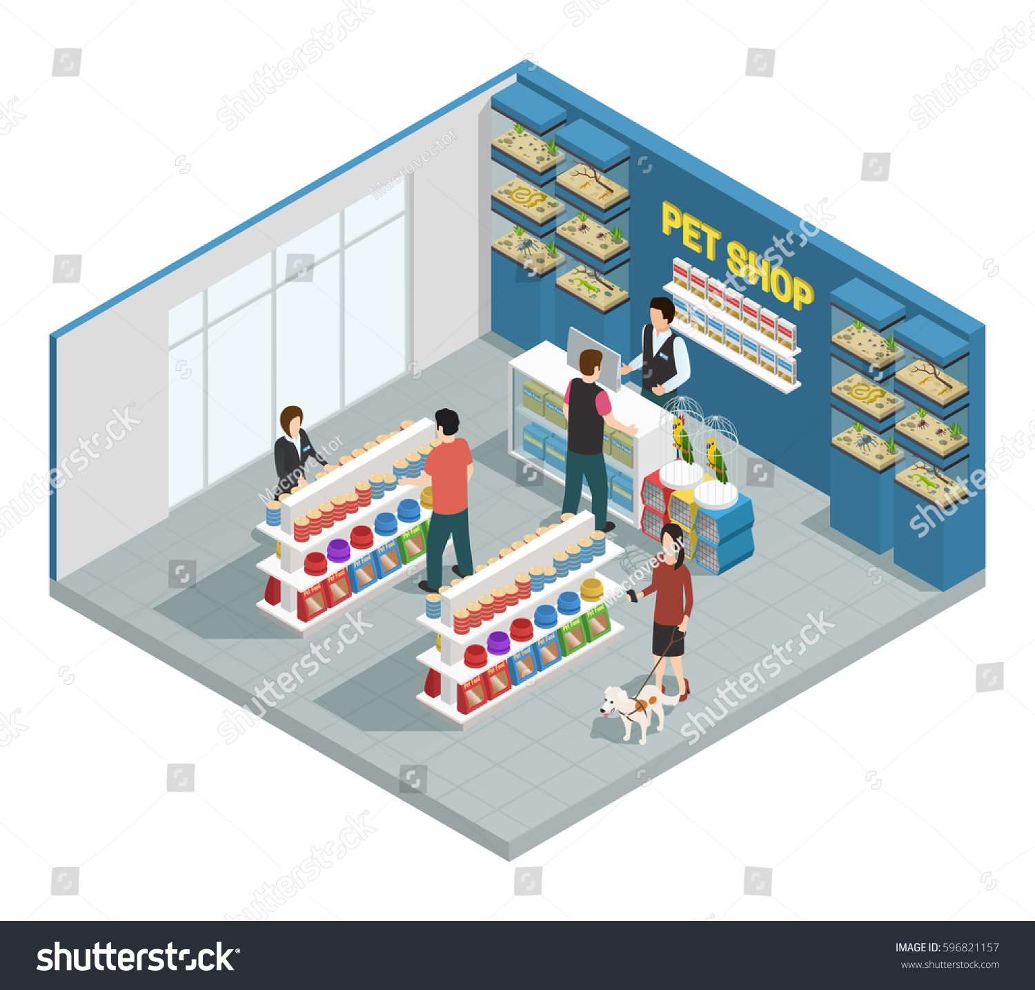 Pet Shop Composition Customers Goods Pets Stock Vector (Royalty Free ...