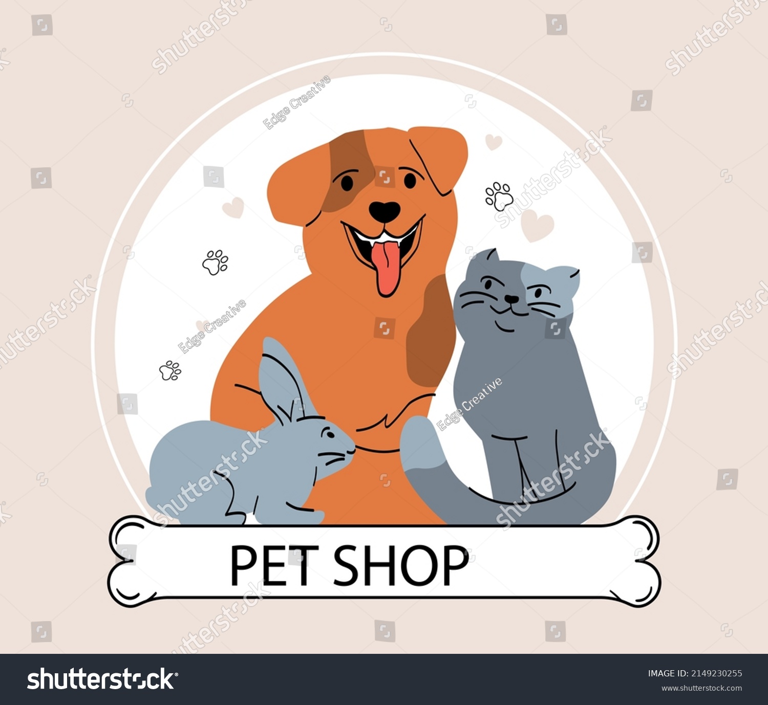 Pet Shop Logo Dog Hare Cat Stock Vector (royalty Free) 2149230255 