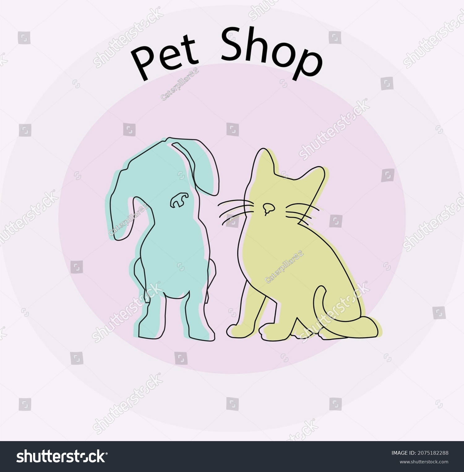 Pet Shop Logo Illustration Outline Editable Stock Vector (Royalty Free ...