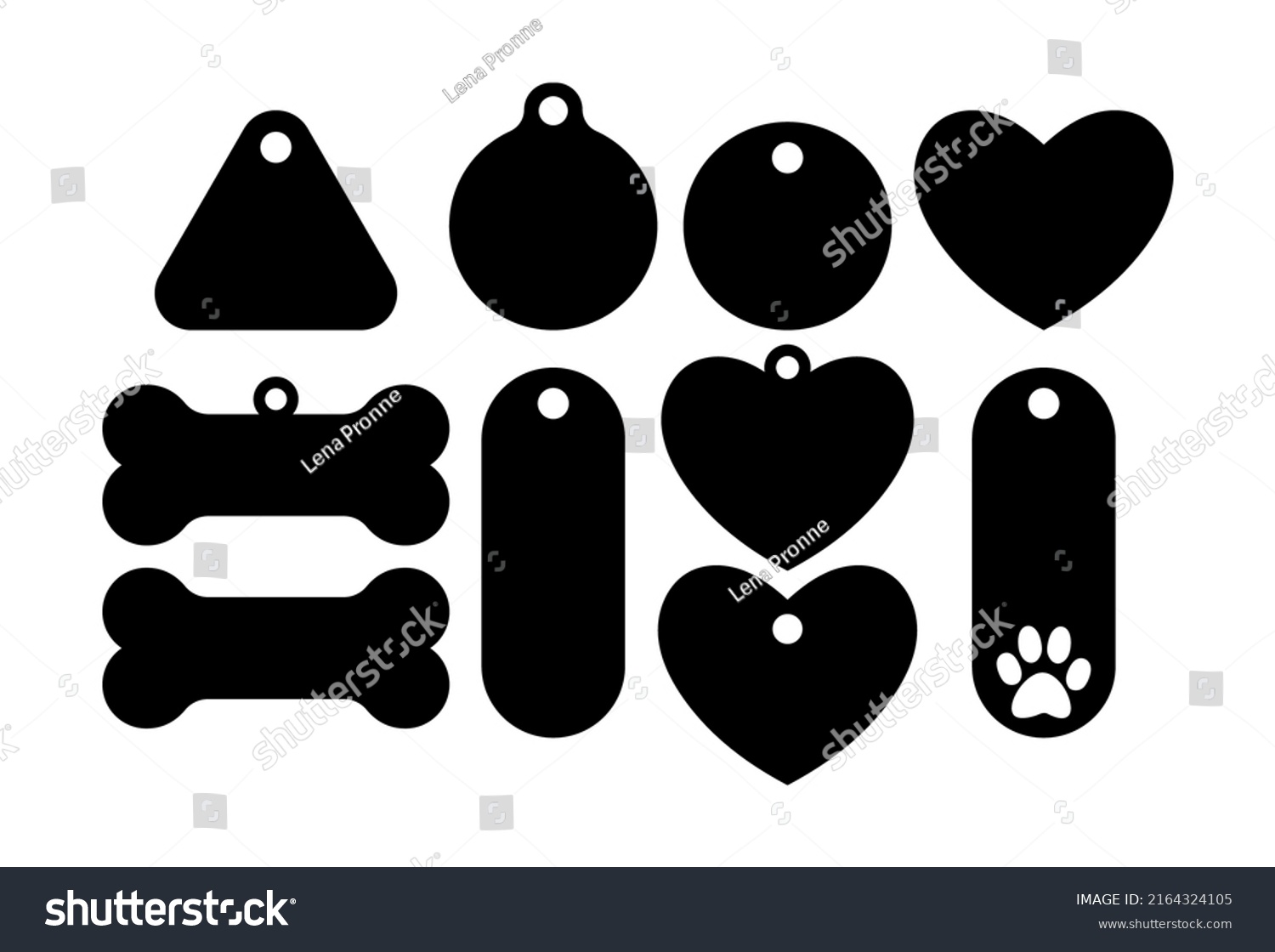 SVG of Pet tags set. Template for plotter lazer cutting of paper, wood. svg