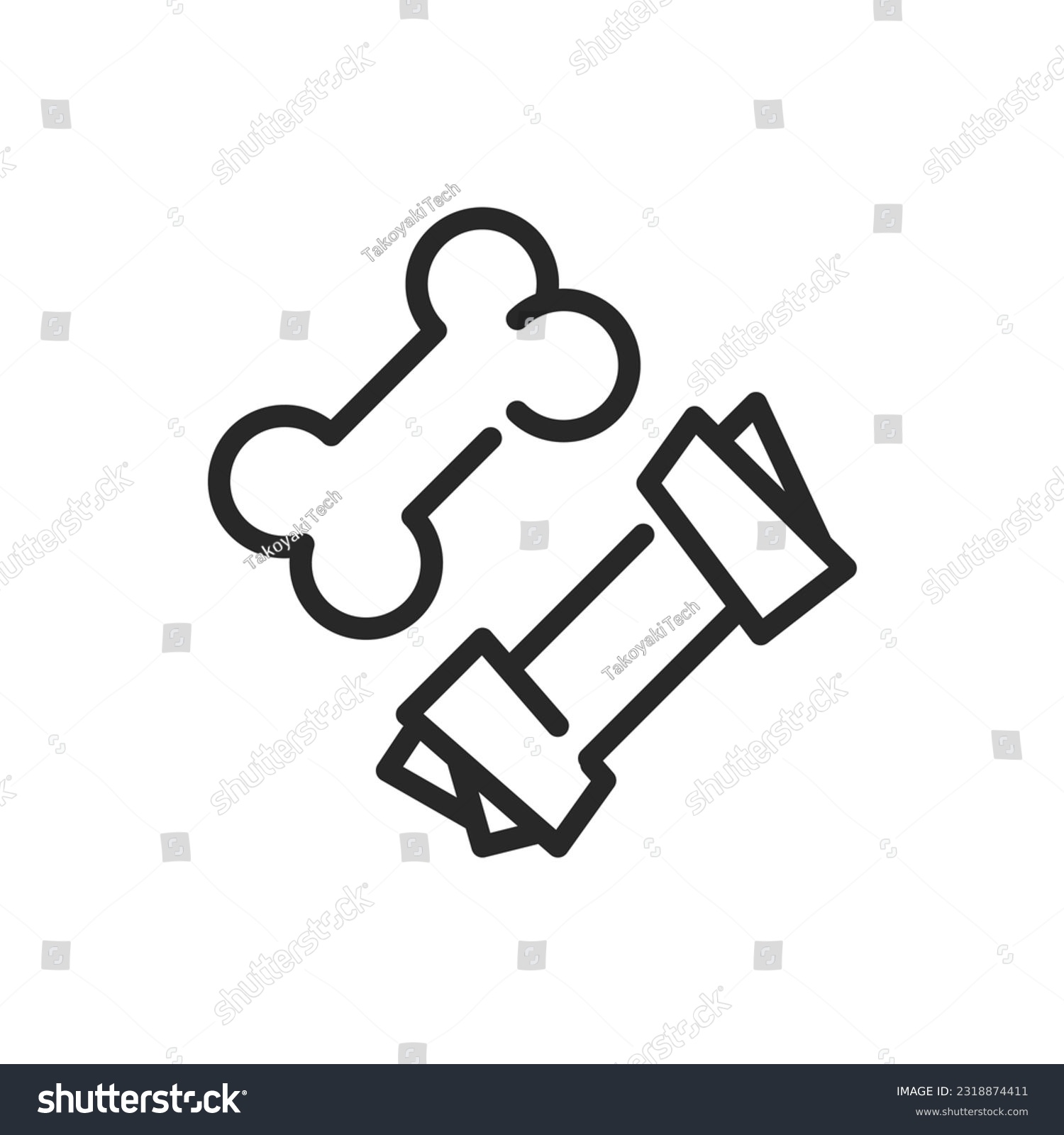 SVG of Pet Treats and Chew Toy Icon. Vector Outline Editable Sign of Dog Bone and Chewing Stick Vector Illustration svg