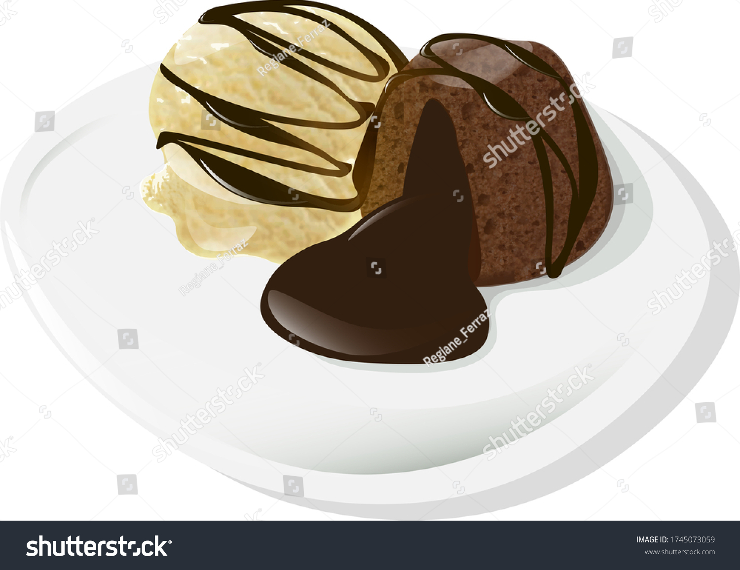 Petit Gateau Delicious Chocolate Dessert Ice Stock Vector Royalty Free