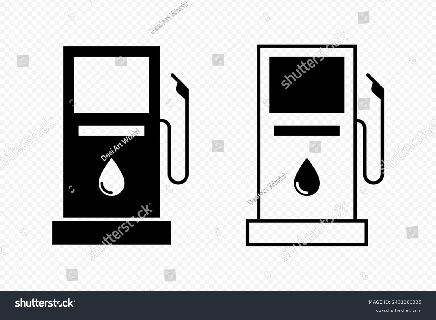 SVG of Petrol pump icon set isolated on transparent background svg