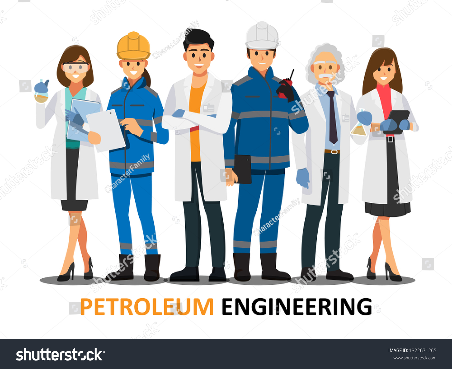 SVG of petroleum engineering teamwork ,Vector illustration cartoon character. svg