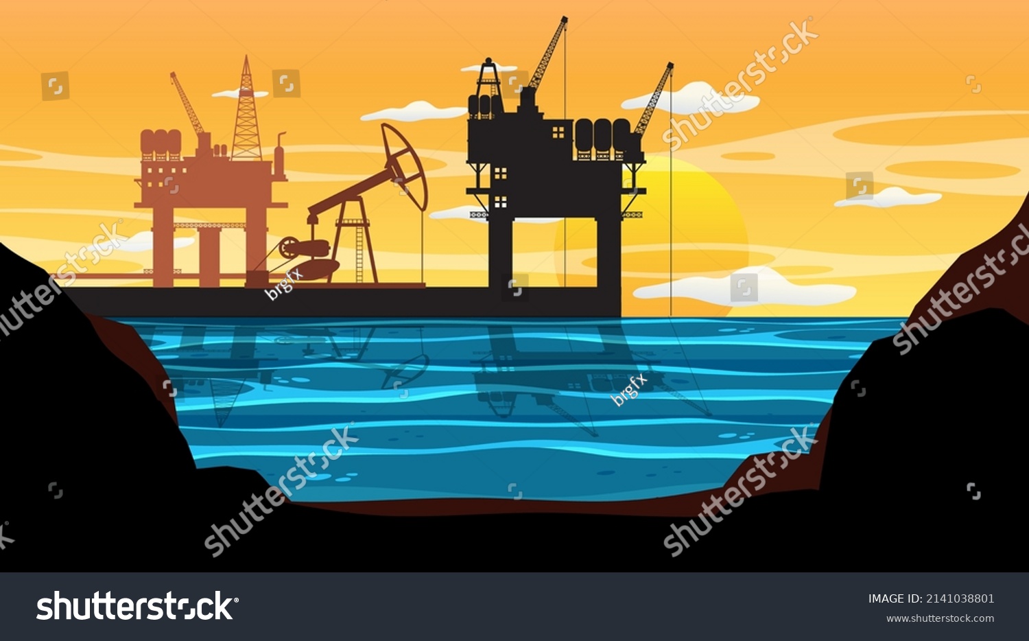 Petroleum Industry Concept Offshore Oil Platform Stock Vector (Royalty ...