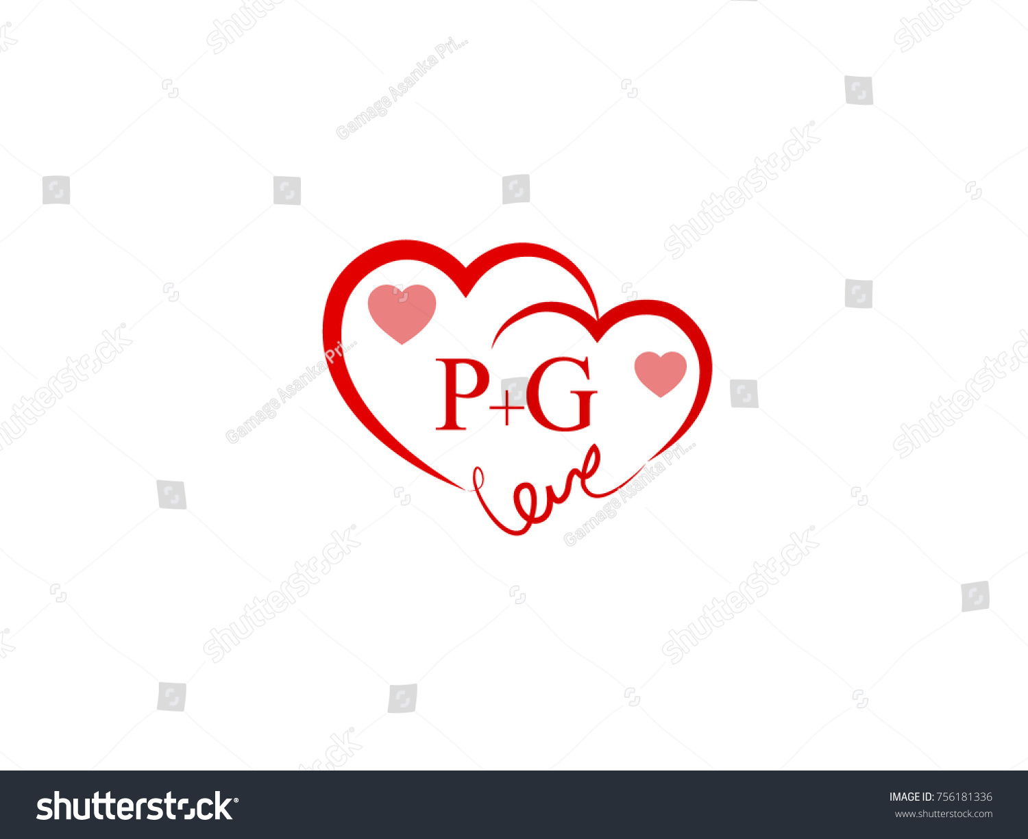 Pg Initial Wedding Invitation Love Logo Stock Vector Royalty Free