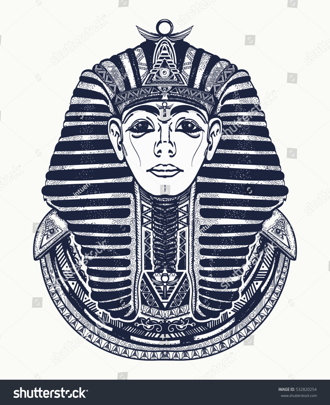 Pharaoh Tattoo Art Egypt Pharaoh Graphic Stock Vector 532820254 ...