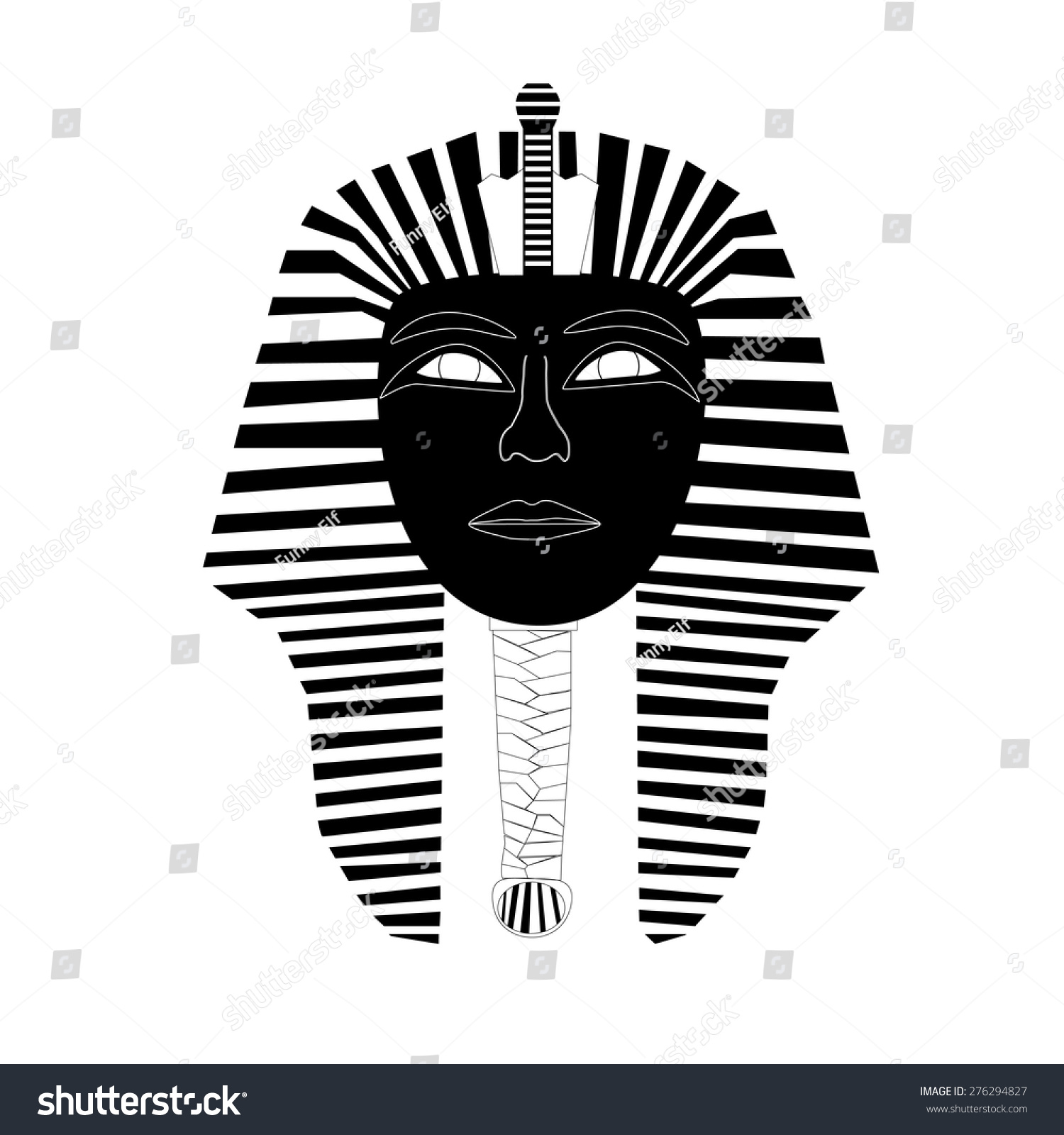 Pharaoh Tutankhamun Mask Silhouette Stock Vector Illustration 276294827 ...