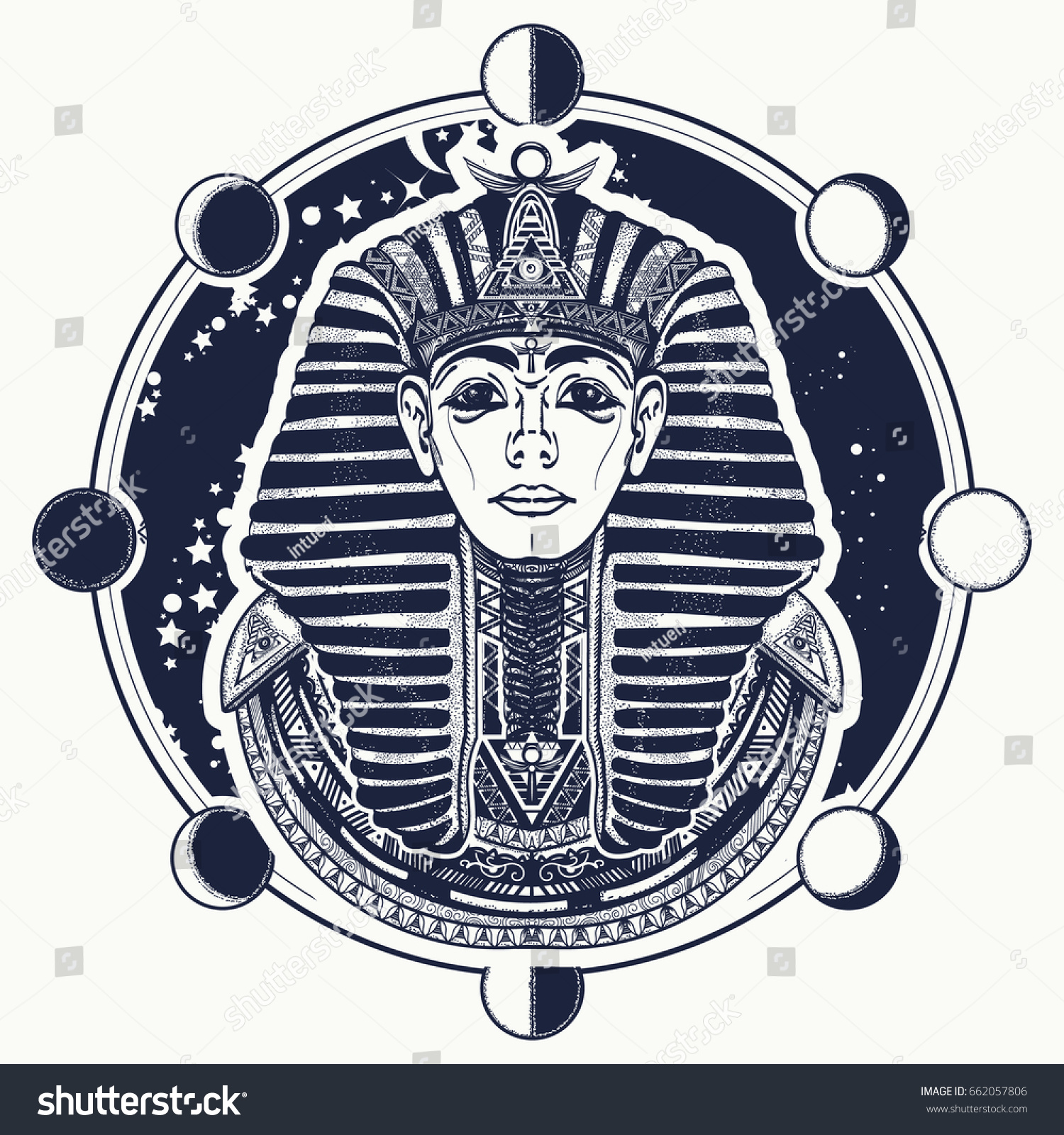 Pharaoh Vector Tattoo Tshirt Design Egyptian Stock Vector Royalty