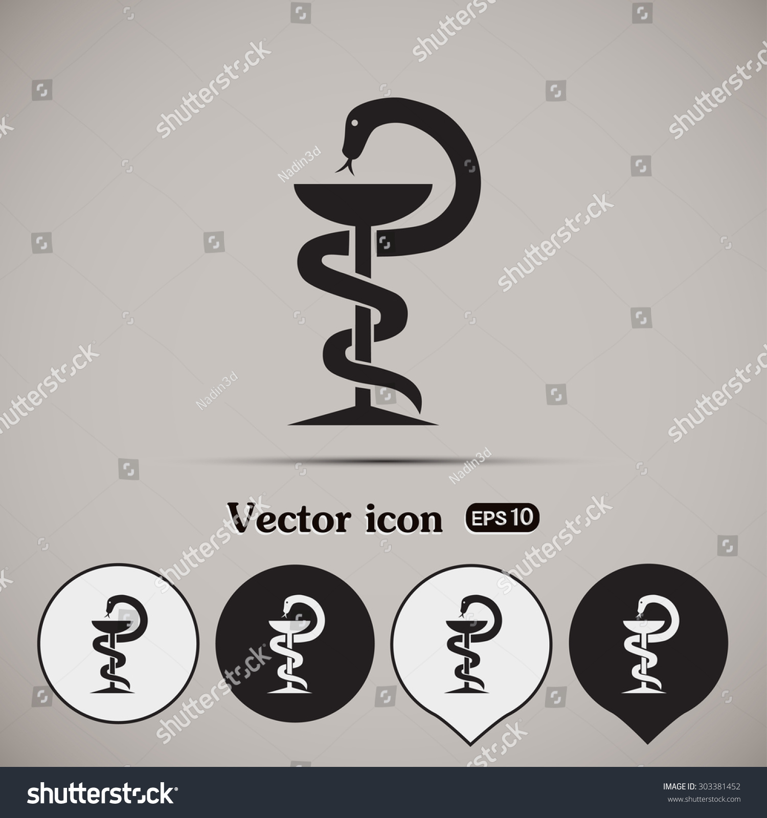 Pharmacy Icon With Caduceus Symbol Stock Vector Illustration 303381452 ...