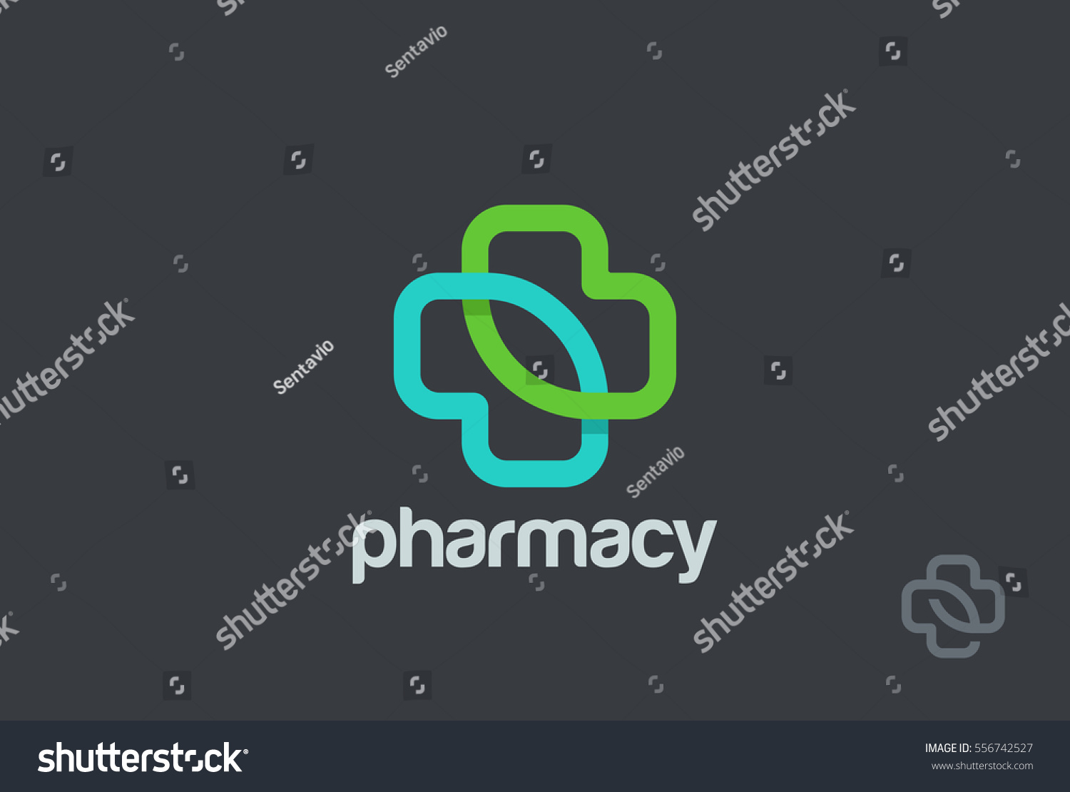 Pharmacy Logo Eco Green Cross Design Stock Vector (Royalty Free) 556742527