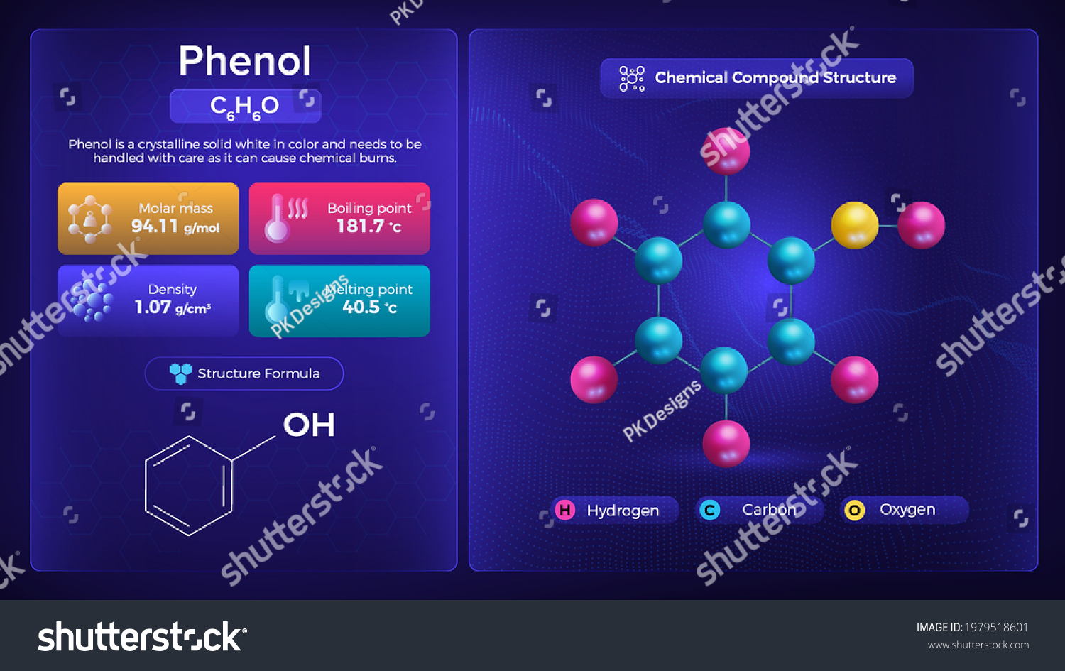Phenol Properties Chemical Compound Structure Stock Vector (Royalty ...
