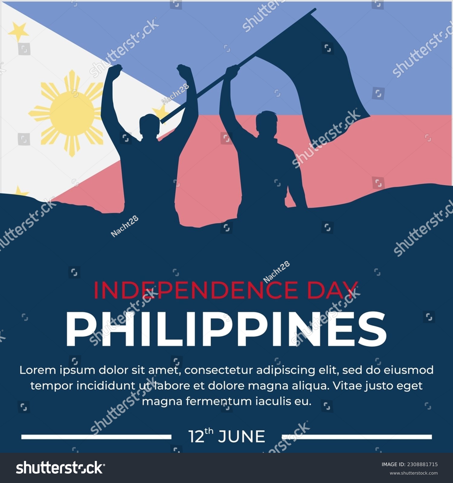 SVG of Philippine Independence Day. Translate (Filipino Araw ng Kalayaan) Celebrated annually on June 12 in Philippine. vector illustration for banner, poster, etc svg