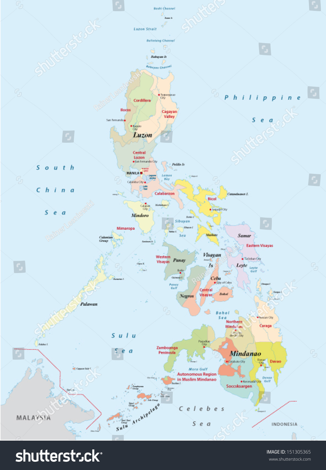 Philippines Administrative Map Stock Vector 151305365 : Shutterstock