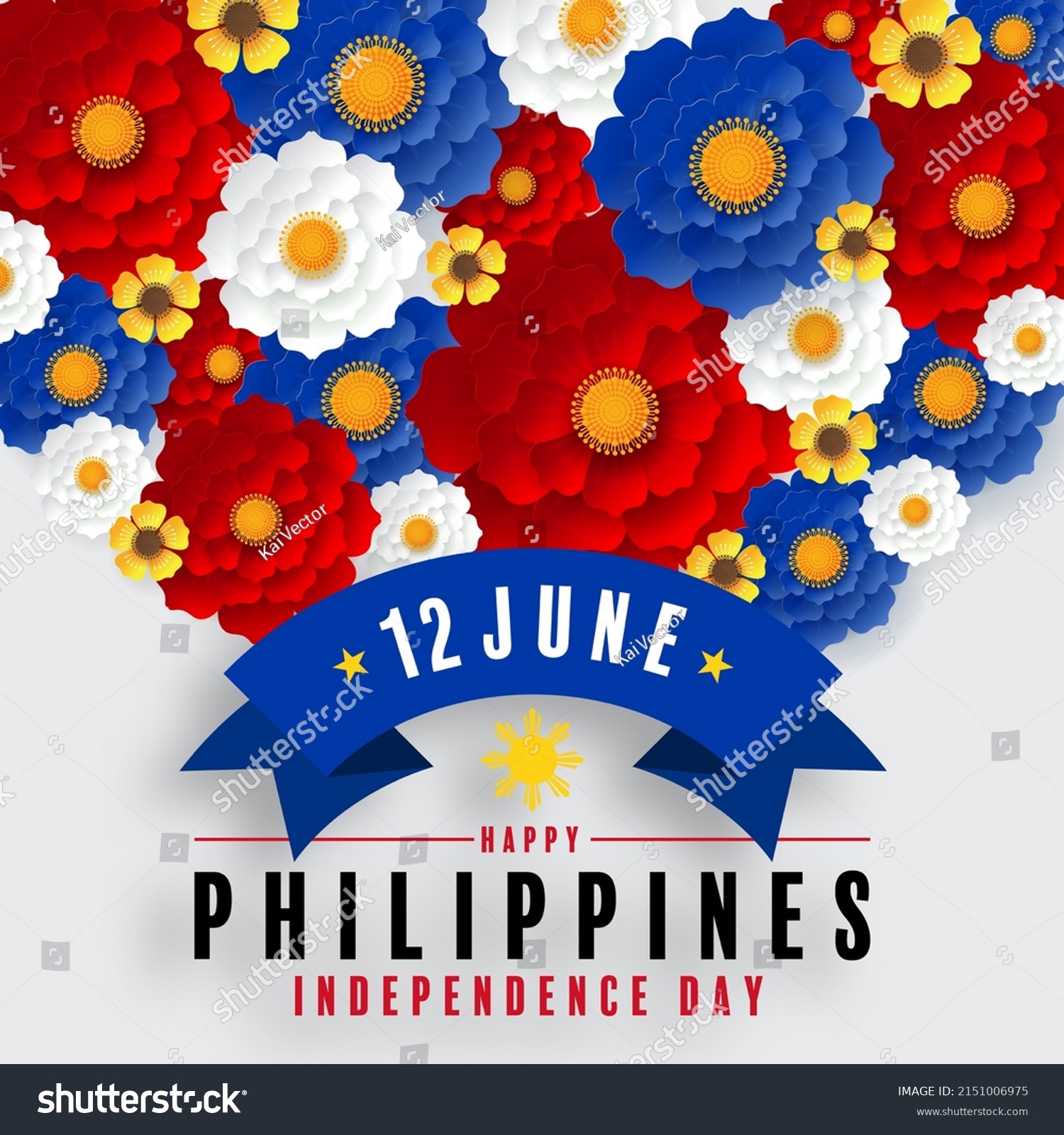 Philippines Independence Day Philippines Flag Blue Stock Vector ...