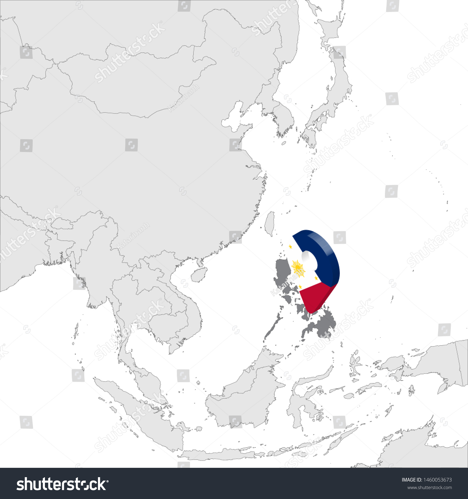 Philippines On Asia Map Philippines Location Map On Map Asia Stock Vector (Royalty Free) 1460053673  | Shutterstock