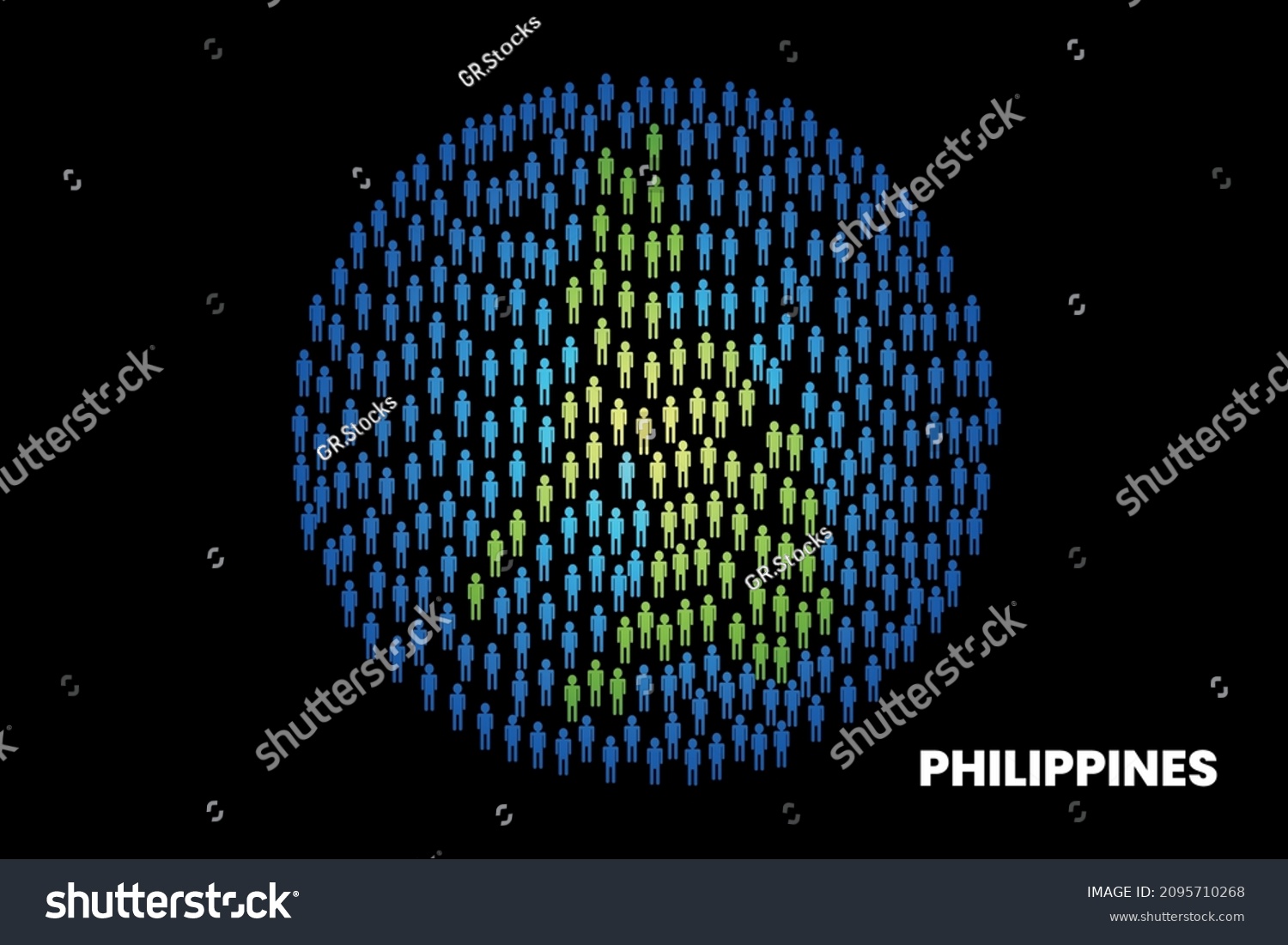 Philippines Population People Map Globe Vector Stock Vector (Royalty