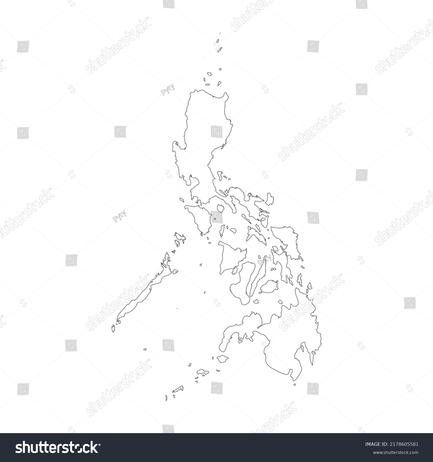 Philippines Vector Country Map Outline Stock Vector (Royalty Free ...