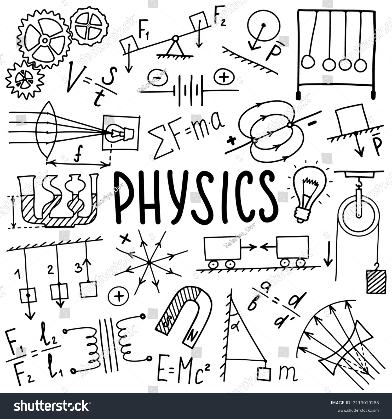 Phisics Symbols Icon Set Science Subject Stock Vector (Royalty Free ...