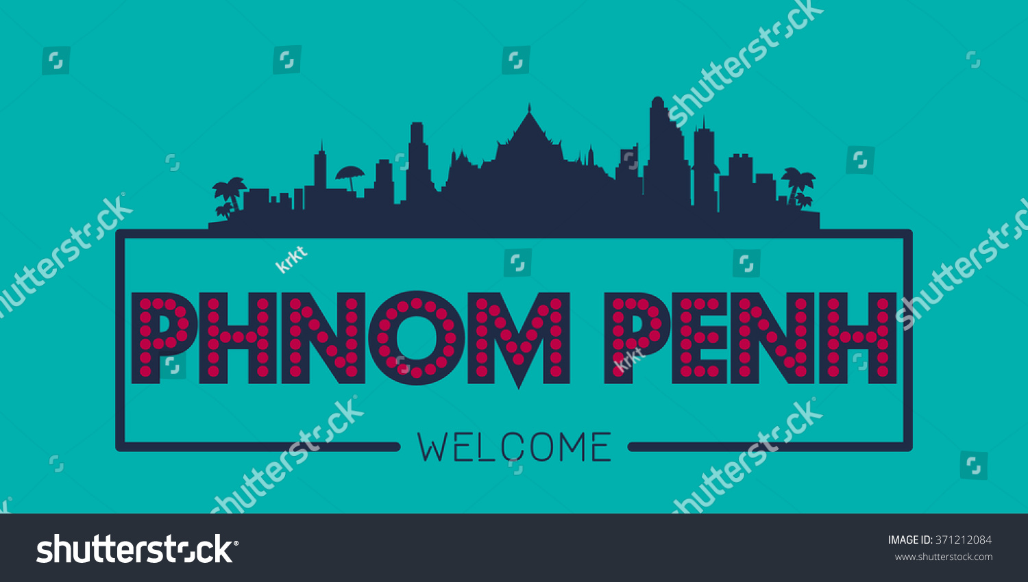 Phnom Penh City Skyline Typographic Illustration Stock Vector (Royalty ...