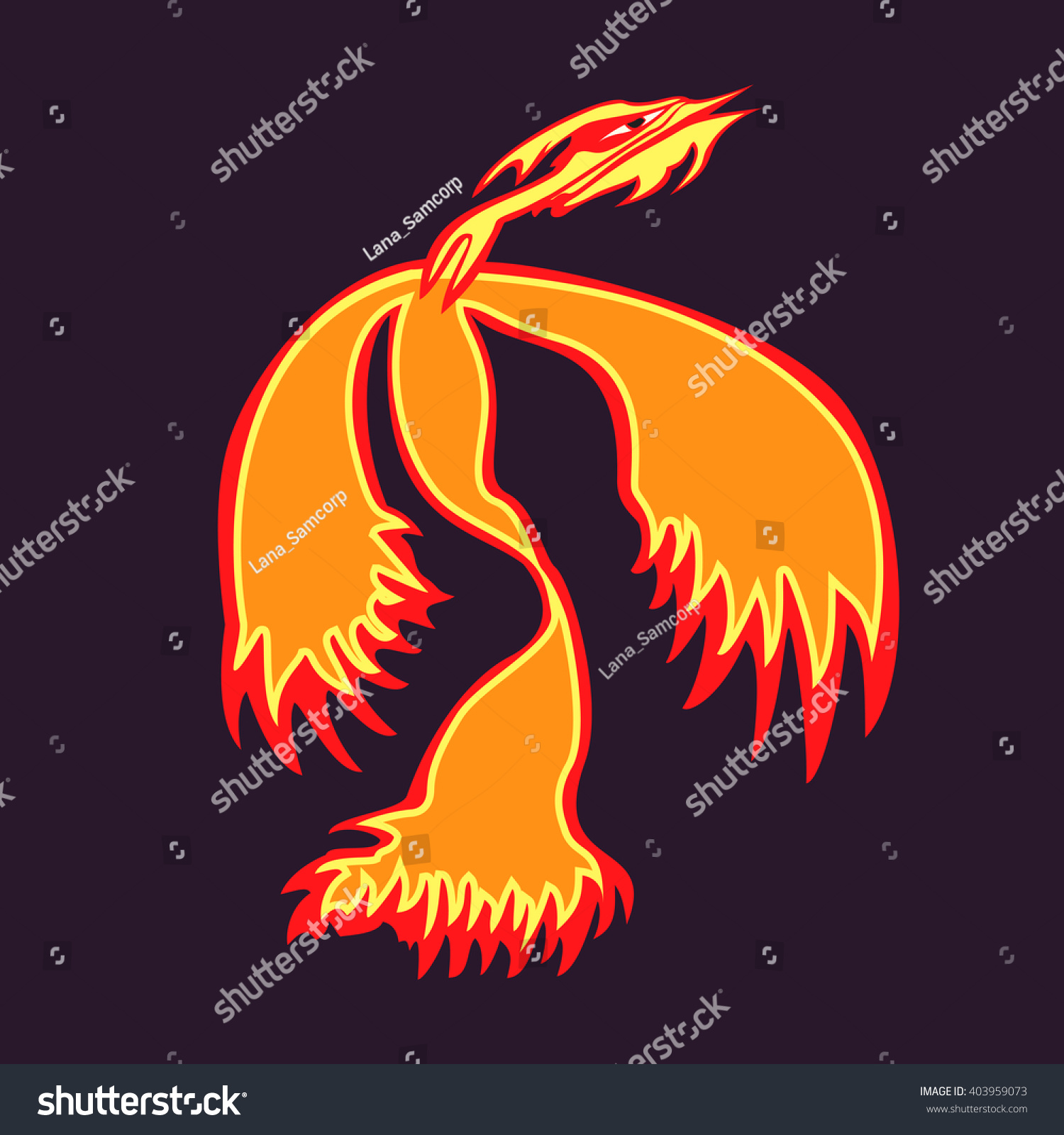 Phoenix Bird Rising Ashes Flaming Magic Stock Vector Royalty Free