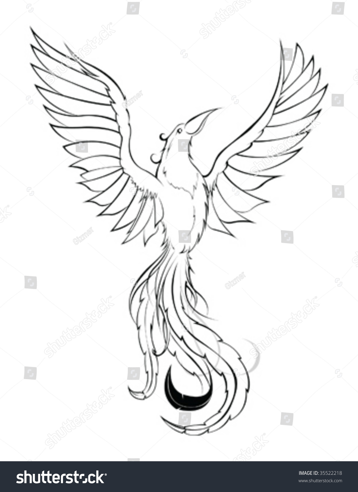 Phoenix Sketch Stock Vector Illustration 35522218 : Shutterstock