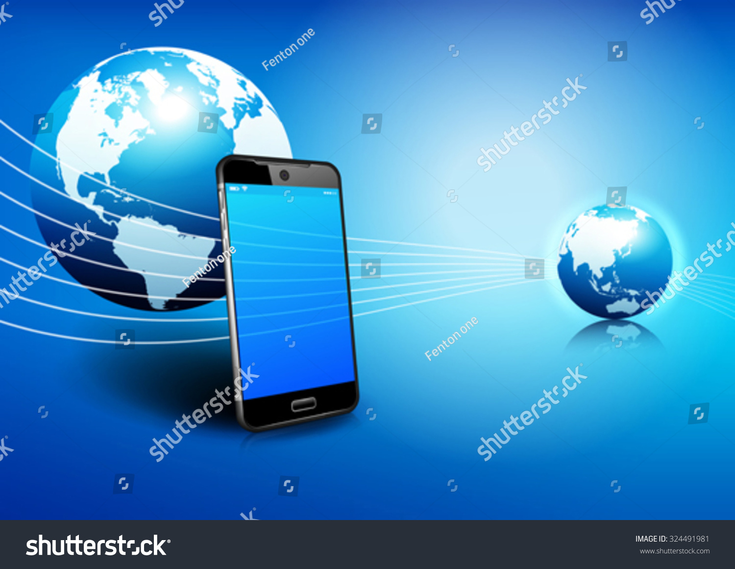 Phone Global Digital Communication World Background Stock Vector