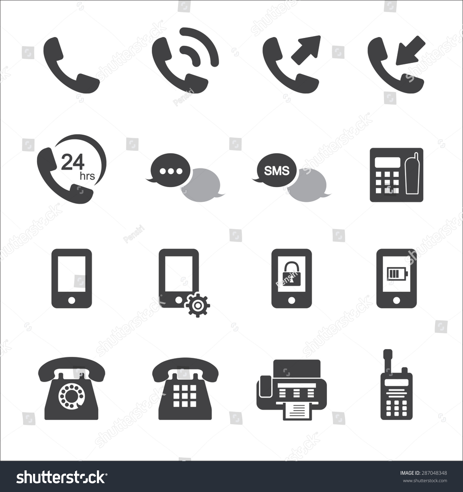 Phone Icon Set Stock Vector 287048348 - Shutterstock