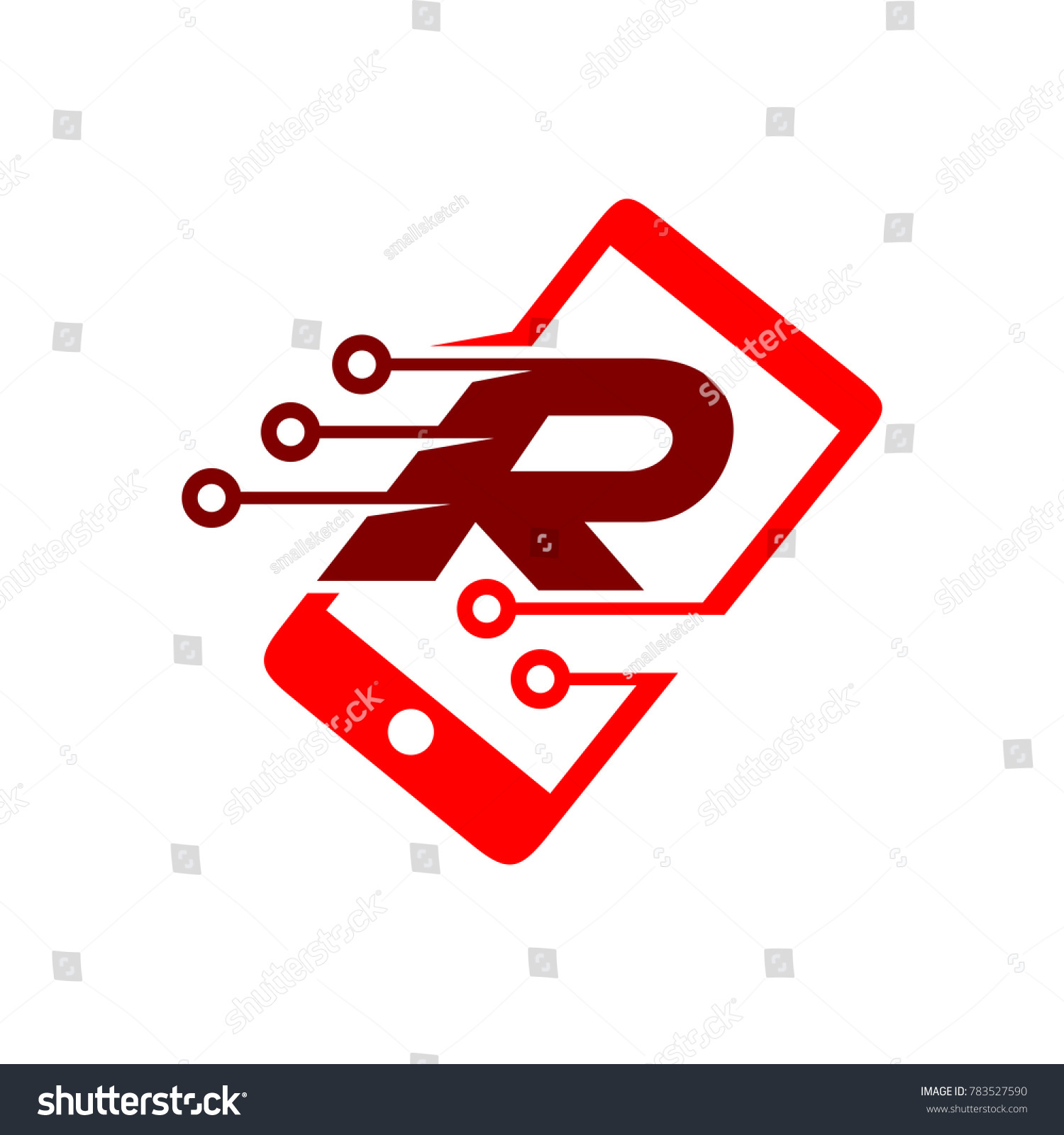 Phone Tech Letter R Initial Logo Stock Vector (Royalty Free) 783527590 ...