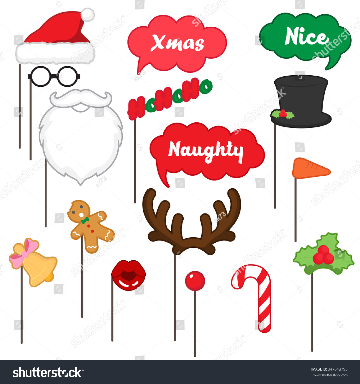 Photo Booth Prop Merry Christmas Merry Stock Vector (Royalty Free) 347648795