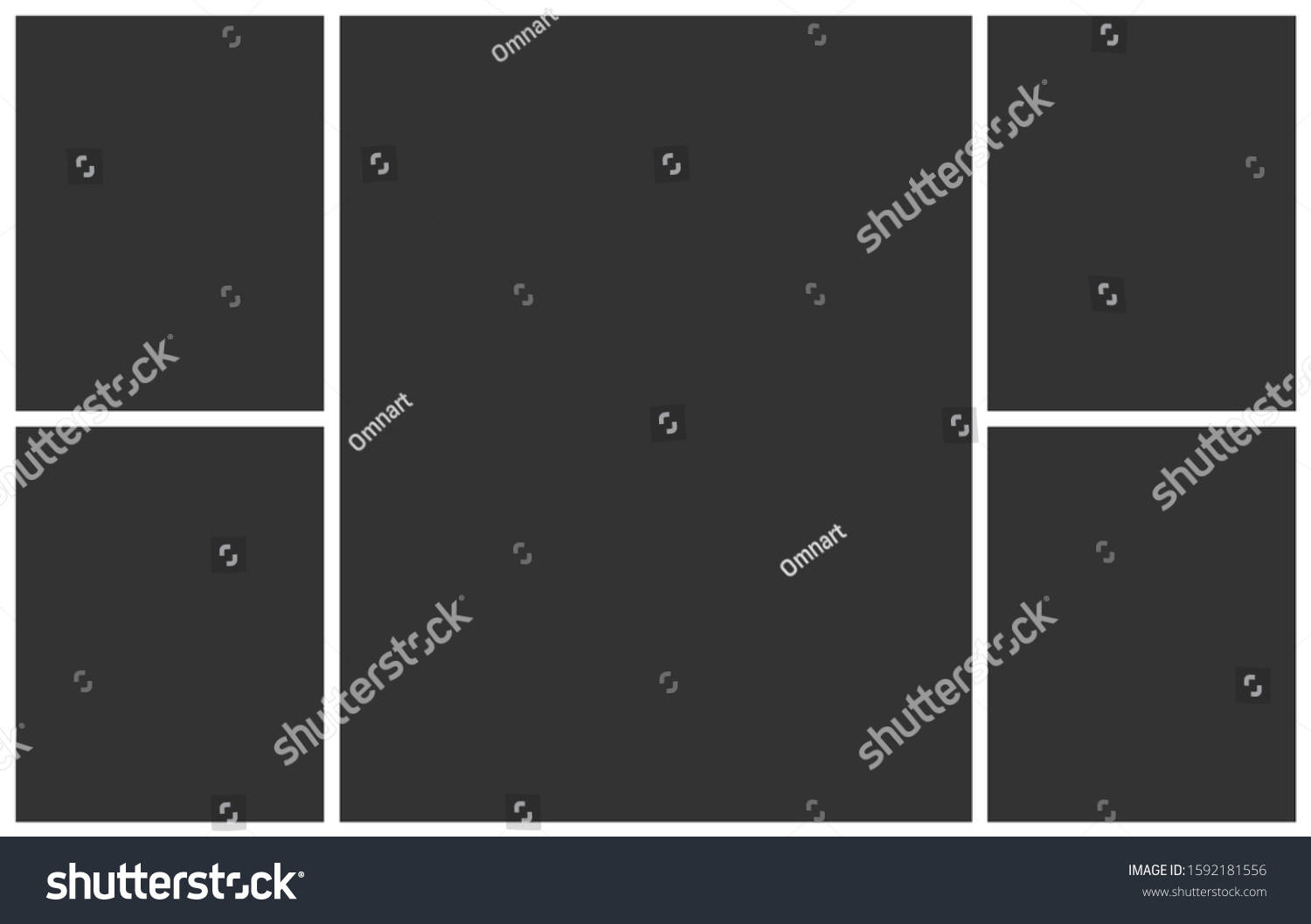 Photo Collage Template Five Parts Frames Stock Vector (Royalty Free ...