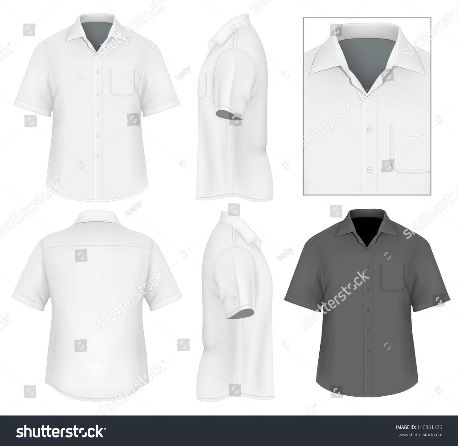 Photo-Realistic Vector Illustration. Men'S Button Down Shirt Design ...