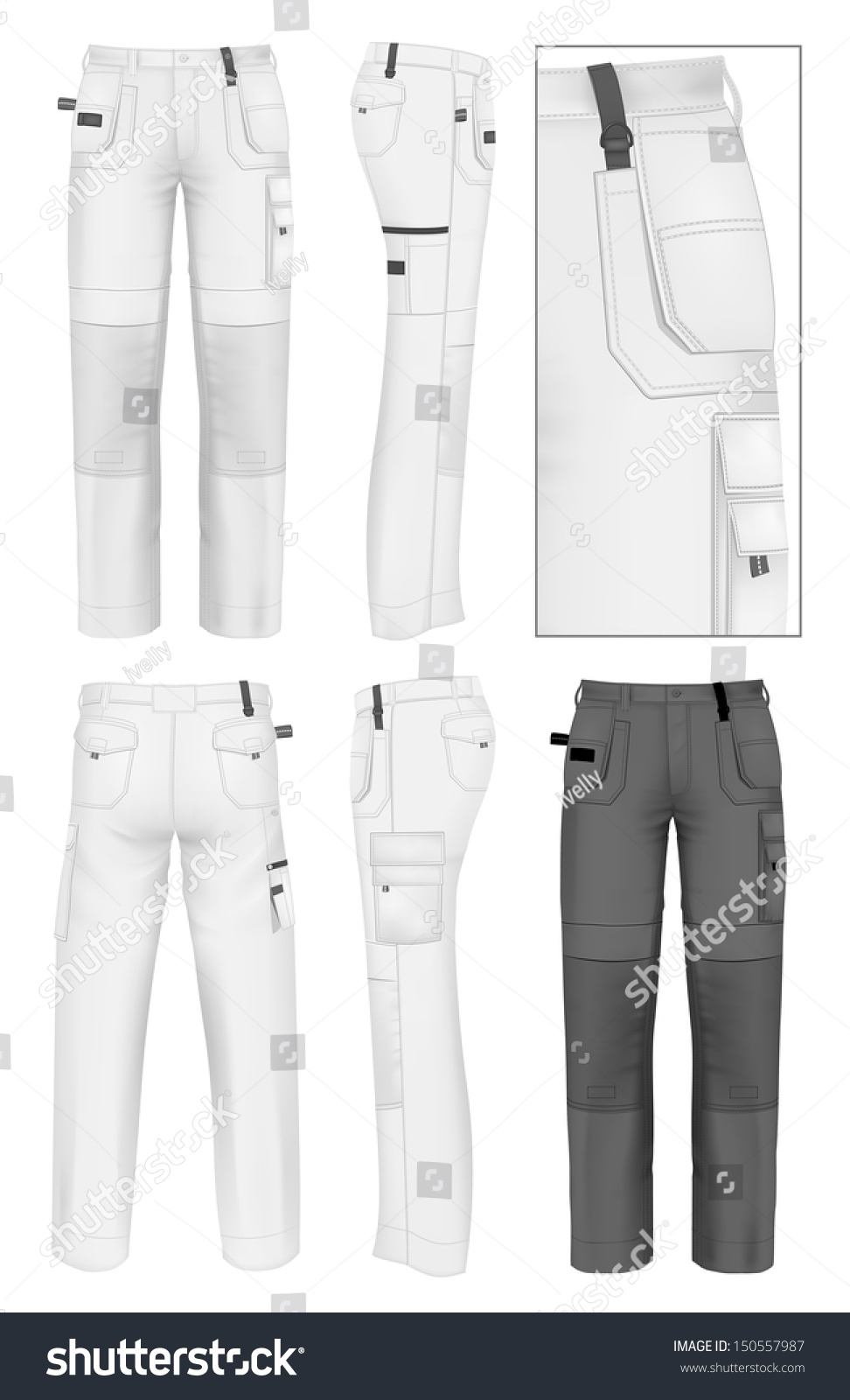 Photo-Realistic Vector Illustration. Men'S Working Trousers Design ...