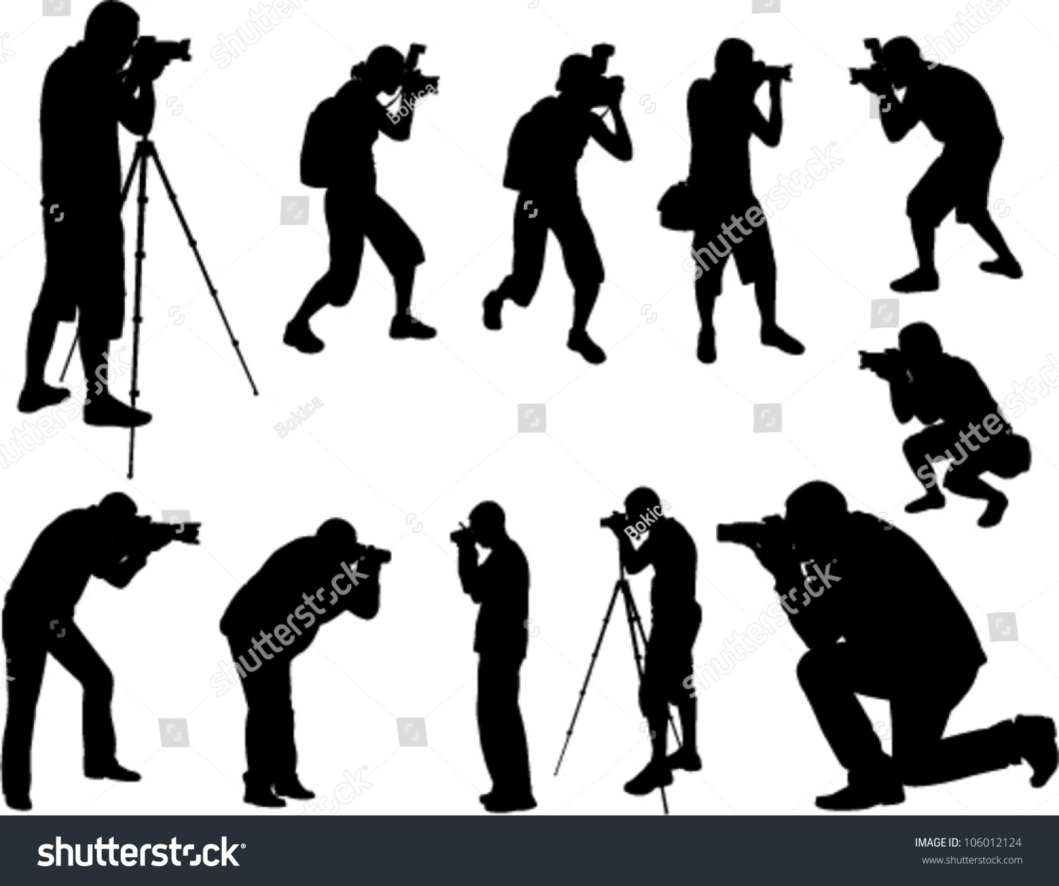 Photographers Silhouettes Collection Stock Vector Illustration ...