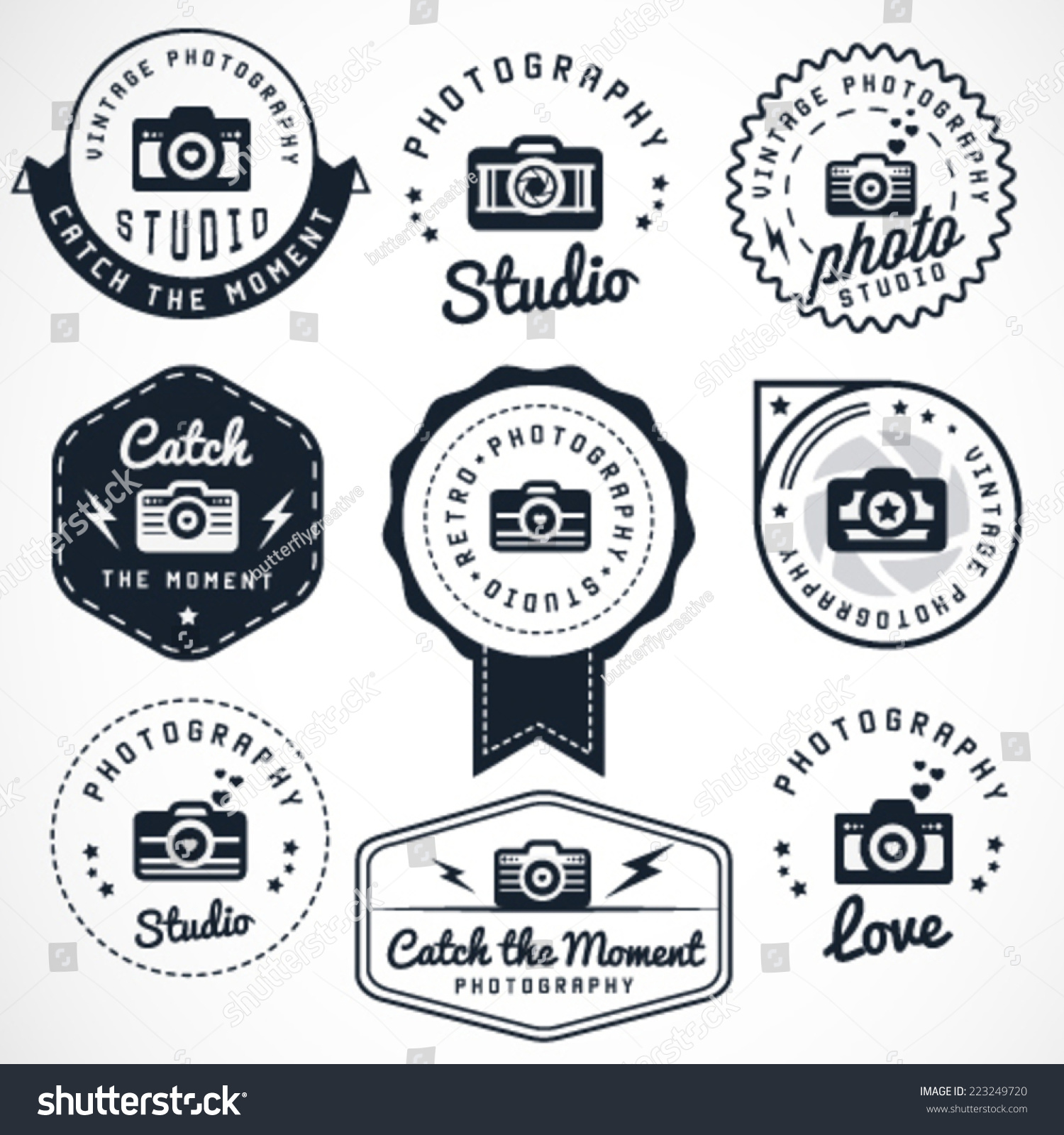 Photography Badges Labels Vintage Style Stock Vector 223249720 ...