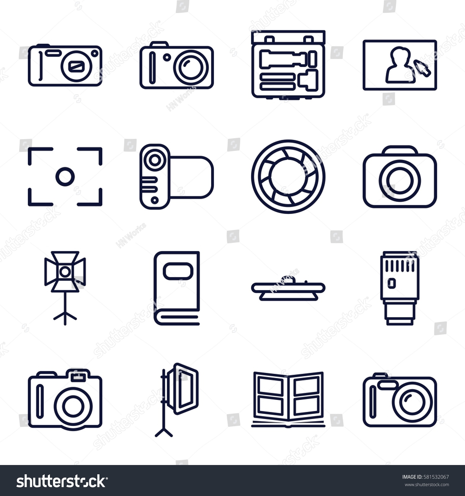 Photography Icons Set Set 16 Photography Stock Vector (royalty Free 