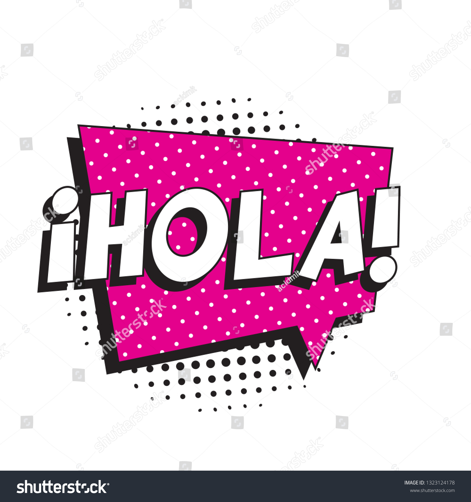 Phrase Hola Hello Spanish Retro Comic Stock Vector (Royalty Free ...