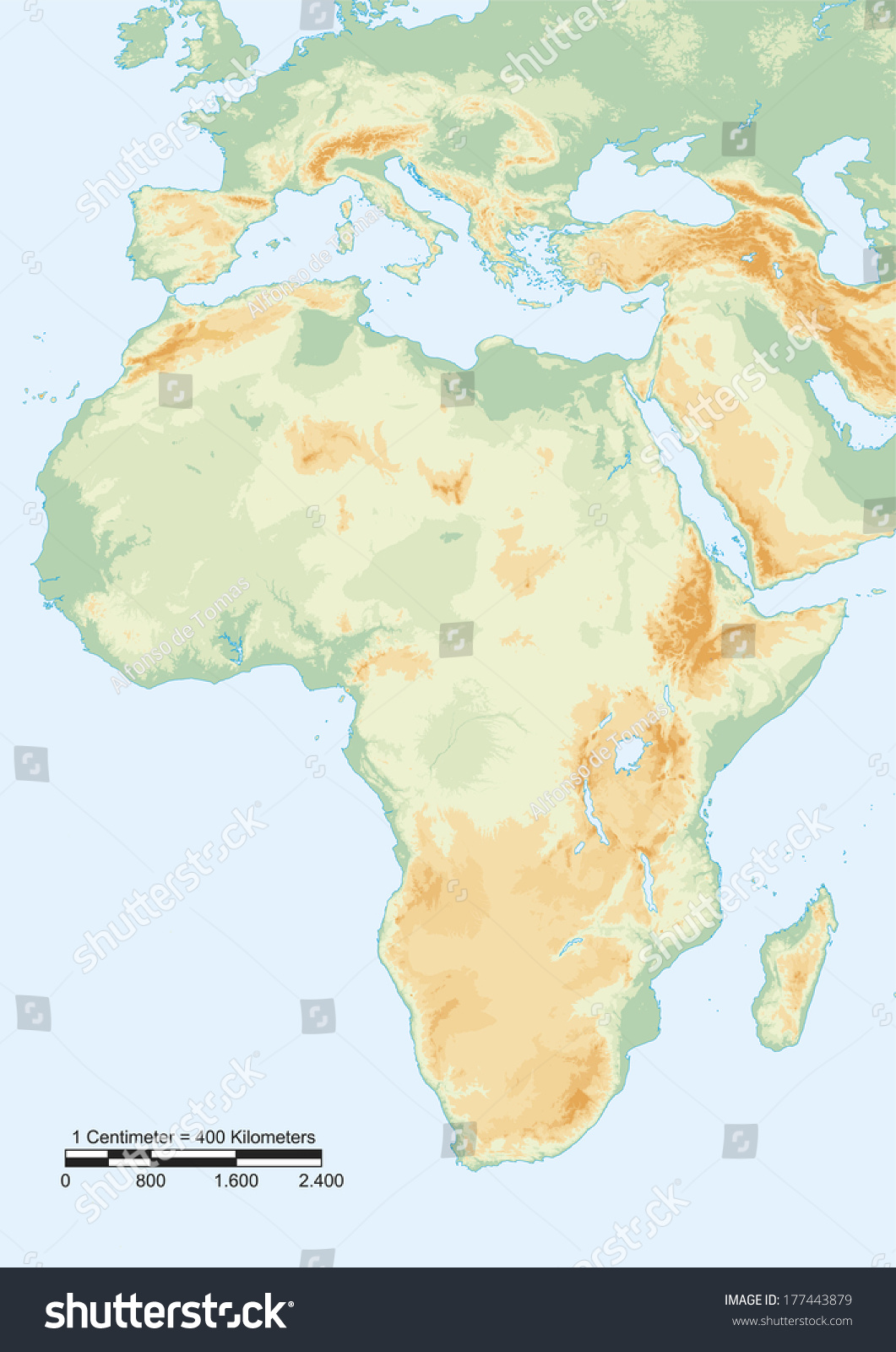 Physical Map Africa Graphic Scale Elements Vector C S N Mi N Ph B N Stock Vector Physical Map Of Africa With Graphic Scale Elements Of This Image Furnished By Nasa 177443879 