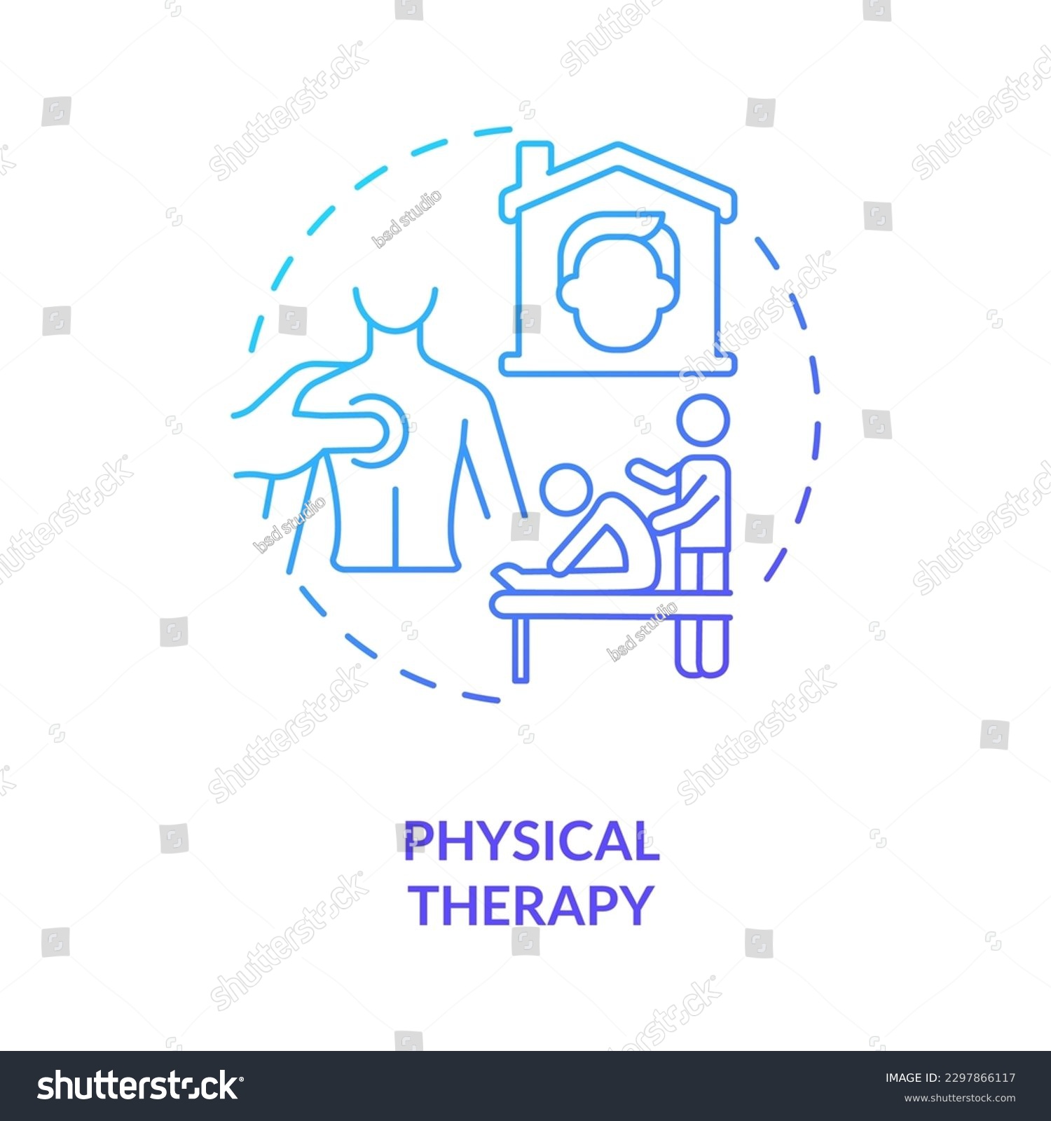 SVG of Physical therapy blue gradient concept icon. Relieve pain. Special training. Home health care service abstract idea thin line illustration. Isolated outline drawing. Myriad Pro-Bold font used svg